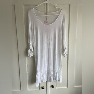 Scandal Italy White Dress M/L Sheer Summer Scoop Neck Viscose Blend New NWT